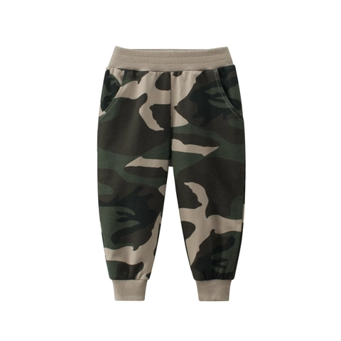 Boys Kids Camouflage Joggers Cotton French Terry Casual Pants With Elastic Waist And Ribbed Cuffs Sporty Trousers
