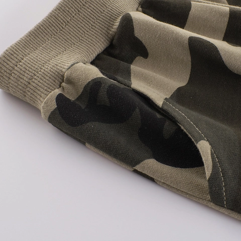 Boys Kids Camouflage Joggers Cotton French Terry Casual Pants With Elastic Waist And Ribbed Cuffs Sporty Trousers