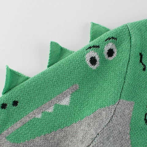 Cardigan In Maglia Di Cotone Per Ragazzi Tema Dinosauro Spine 3D Manica Lunga Bottoni Maglione Patchwork Autunno