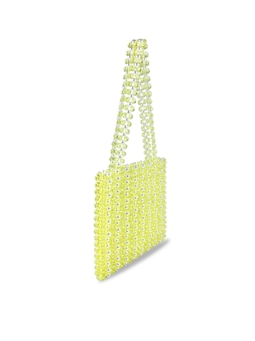 Borsa a Tracolla in Perline Fatta a Mano per Donna Borsa Sotto l'Ascella Intrecciata in Acrilico Finta Perla Artificial Moda Casual per Vacanze