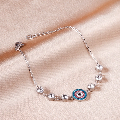 Bracciale Blu Occhio Del Diavolo In Acciaio Inossidabile Infinito Zirconia Catena Regolabile Gioielli Per Donna Stile Trendy