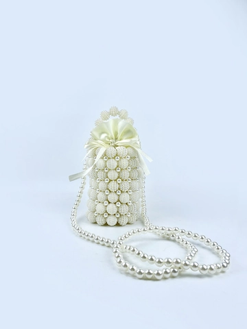 Borsa A Secchiello Con Künstliche Perle E Coulisse In Raso Intrecciata A Mano Borsa A Mano Tracolla Sera Matrimonio Festa Elegante Per Donna