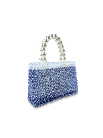 Bolso de Mano de Cuentas Acrílicas Hecho a Mano Mujer Bolso Cuadrado Mini Degradado Con Asa de Perlas Artificiales Elegante Fiesta Boda