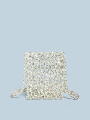 Handgefertigte Umhängetasche Aus Kunstperlen Für Damen Mini-Handytasche Mit Blumenmuster Elegant Lässig Koreanische Schultertasche