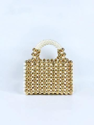 Sac À Main Perlé À La Main Künstliche Perles Dorées Fausses Künstliche Perles Acrylique Tissé Sac De Soirée Élégant Mode Femmes Style Vintage