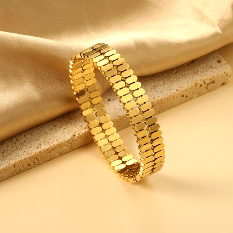 Bracelet Jonc Vintage en Acier Inoxydable Femmes Ajouré Summer Sunshine Lettre Email Soleil Cœur Feuille Bijoux