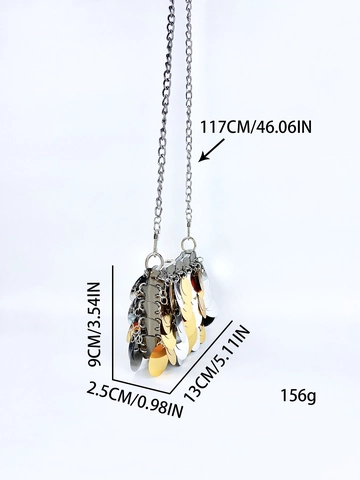 Mini Borsa A Tracolla Con Paillettes Metalliche Fatta A Mano Scaglie Di Pesce Borsetta Da Sera Con Catena Argentata