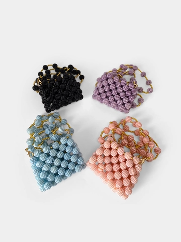 Handmade Beaded Mini Crossbody Bag For Women Luxury Imitation Artificial Pearl Woven Lipstick Purse Wedding Party Decorative Bag