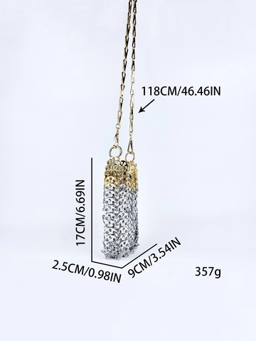 Mini Umhängetasche Kettenhemd Metall Gewebte Handy Tasche Gold Silber Splicing Handgemachte Mode Schultertasche Für Damen