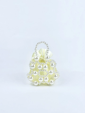 Sac de Soirée à Main Künstliche Perles d'Imitation Pour Femmes Doublure en Satin Doux Cordon de Serrage Tissage Ajouré Mariage Fête Petit Sac Cabas