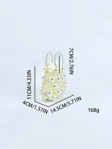 Sac de Soirée à Main Künstliche Perles d'Imitation Pour Femmes Doublure en Satin Doux Cordon de Serrage Tissage Ajouré Mariage Fête Petit Sac Cabas
