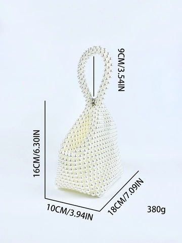 Borsa a Mano in Perline Fatta a Mano per Donna Vintage Intrecciata a Poligono per Matrimonio Festa Elegante Borsetta