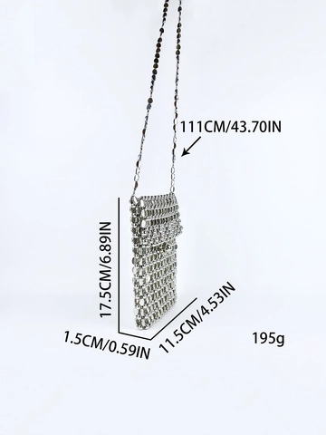 Dames Handgemaakte Kralen Acryl Mini Crossbody Tas Metallic Geweven Mobiele Telefoon Schoudertas Voor Feest Reizen Dagelijks