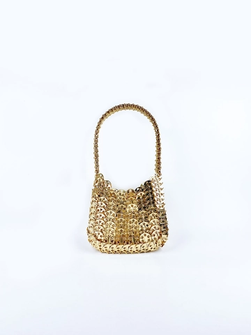 Borsa A Mano Vintage Con Paillettes In Metallo Dorato Fatta A Mano Lucida Mini Tote Retro Per Feste Donne