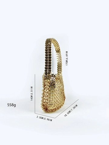 Borsa A Mano Vintage Con Paillettes In Metallo Dorato Fatta A Mano Lucida Mini Tote Retro Per Feste Donne