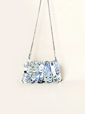Zilveren Avondtas Met Pailletten En Ketting Glinsterende Metallic Schoudertas Clutch Voor Dames Feest Bruiloft