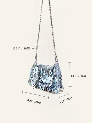 Zilveren Avondtas Met Pailletten En Ketting Glinsterende Metallic Schoudertas Clutch Voor Dames Feest Bruiloft