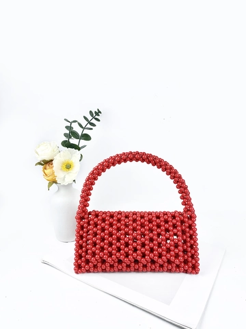 Handmade Acrylic Beaded Handbag Candy Color Hollow Out Tote Bag For Women Fashion Summer Vacation Mini Top Handle Bag