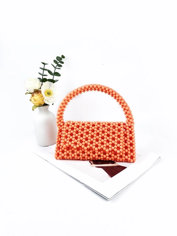 Handmade Acrylic Beaded Handbag Candy Color Hollow Out Tote Bag For Women Fashion Summer Vacation Mini Top Handle Bag