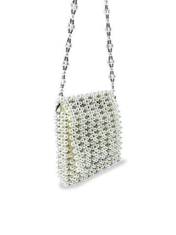 Handmade Artificial Pearl Beaded Shoulder Bag For Women Elegant Woven Small Square Crossbody Handbag Wedding Party Aesthetic Fairy
