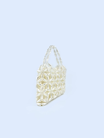 Handmade Beaded Artificial Pearl Handbag Acrylic Hollow Floral Evening Bag With Satin Lining For Wedding Party Women