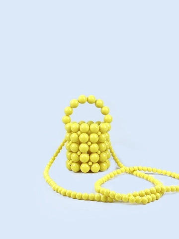Mini Sac Seau en Künstliche Perles Acryliques Fait à la Main Style Fée Petit Sac à Main à Poignée Supérieure pour Femme Soirée