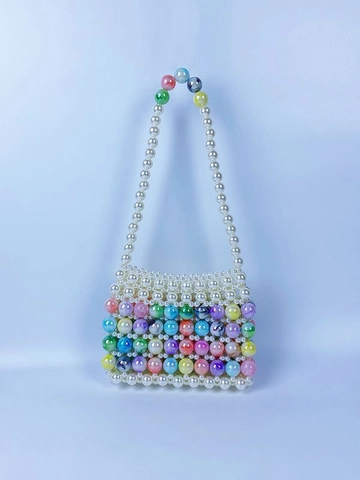 Mini Sac À Main Perlé Fait Main Künstliche Perles Acryliques Colorées Fausses Künstliche Perles Sac Bandoulière Tissé Femme