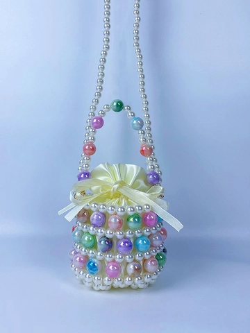 Borsa A Secchiello Con Künstliche Perle Fatta A Mano Perla Artificial Acrilica Intrecciata Borsa Con Sacchetto In Raso Elegante Festa Per Donne