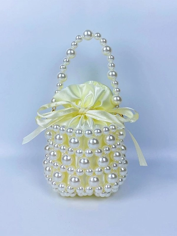 Borsa A Secchiello Con Künstliche Perle Fatta A Mano Perla Artificial Acrilica Intrecciata Borsa Con Sacchetto In Raso Elegante Festa Per Donne