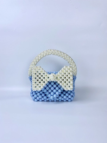 Handmade Beaded Pearl Handbag Women Sweet Bowknot Mini Princess Style Acrylic Woven Evening Bag Party Wedding Accessory