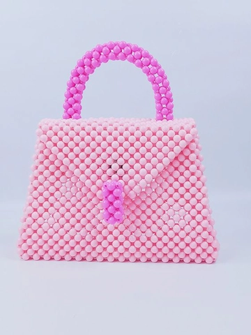 Bolso De Mano De Cuentas Hecho A Mano Tejido De Acrílico Solapa Moda Color Caramelo Diseño De Nicho Bolso Cuadrado
