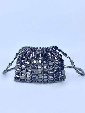Mini Schultertasche Pailletten Handgefertigt Gewebt Acryl Perlen Metallic Retro Stil Party Umhängetasche Für Damen