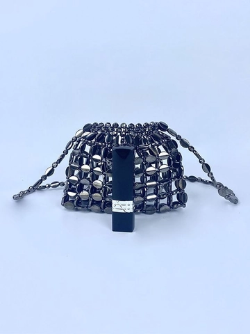 Mini Schultertasche Pailletten Handgefertigt Gewebt Acryl Perlen Metallic Retro Stil Party Umhängetasche Für Damen