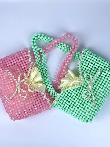Borsa A Mano Con Perline Fatta A Mano Per Donna Con Fiocco Di Künstliche Perle Elegante Mini Borsa In Acrilico Con Interno In Raso