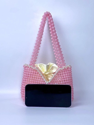 Borsa A Mano Con Perline Fatta A Mano Per Donna Con Fiocco Di Künstliche Perle Elegante Mini Borsa In Acrilico Con Interno In Raso