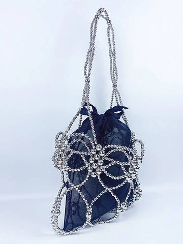 Bolso De Cuentas Tejido Con Forma De Mariposa Bolso De Hombro Calado Con Bolsa Interior De Malla Elegante Para Mujer
