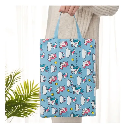 Einhorn Cartoon Dokumententasche Handtasche Oxford Stoff Dokumenten Organizer Wasserdichte Reißverschlusstasche