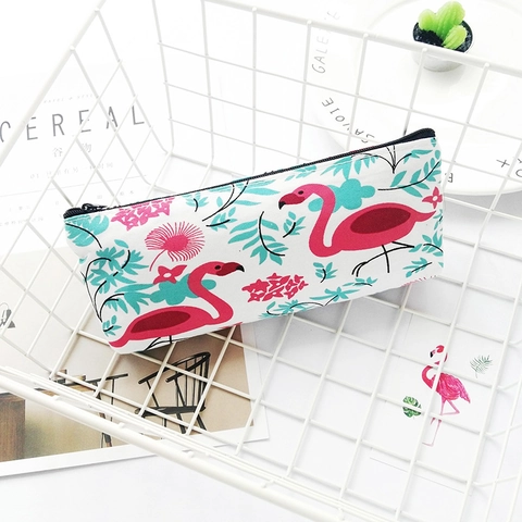 Cute Canvas Pencil Case Large Capacity Zipper Stationery Bag Fresh Fruit Animal Pattern Pencil Pouch For School Students Office Supplies