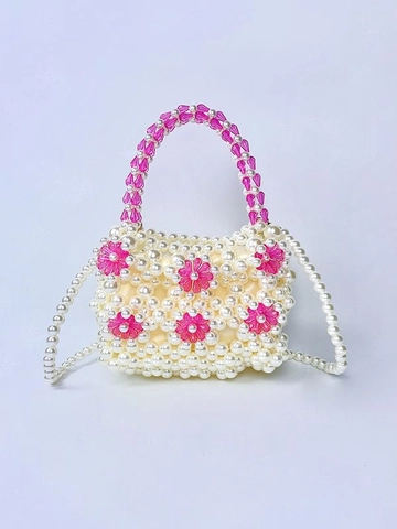 Bolso De Mano Con Cuentas De Perla Artificial De Imitación De Acrílico Fresco Para Mujer Bolso Bandolera Cuadrado Tejido A Mano Para Boda Fiesta Diario Joyería
