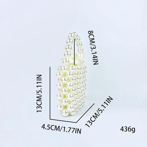 Mini Sac À Main En Künstliche Perles Artificielles Fait Main Avec Doublure En Satin Et Nœud Élégant Sac Seau Pour Femme