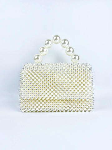 Handmade Beaded Artificial Pearl Handbag Elegant Square Evening Clutch With Large Artificial Pearl Handle Vintage Wedding Purse For Women