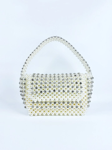 Elegant French Faux Artificial Pearl Beaded Handbag Rhinestone Woven Evening Bag For Wedding Party Banquet Women Fashion