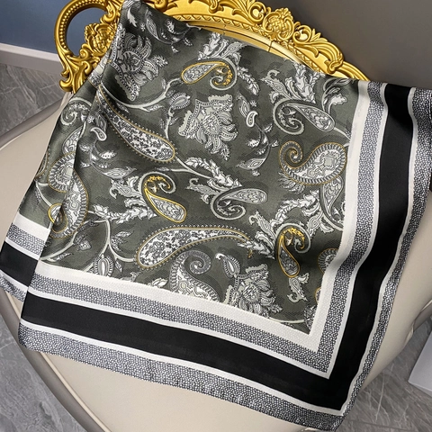 Elegant Satin Paisley Print Square Scarf For Women Retro Silky Headscarf Fashion Neck Tie Handbag Decoration Accessories