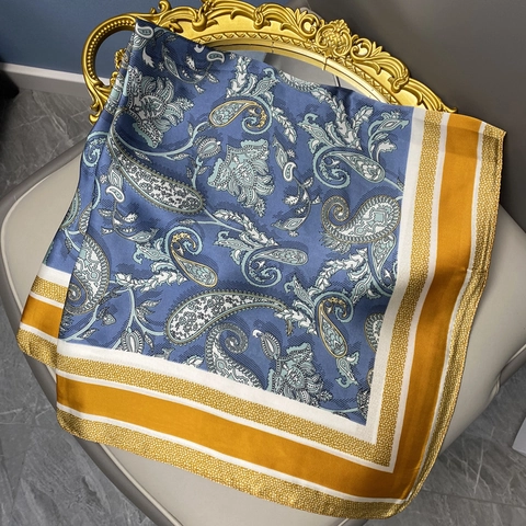 Elegant Satin Paisley Print Square Scarf For Women Retro Silky Headscarf Fashion Neck Tie Handbag Decoration Accessories