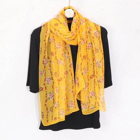 Sciarpa Lunga In Georgette Con Stampa Floreale Scialle In Chiffon Leggero Protezione Solare Traspirante Per Donne