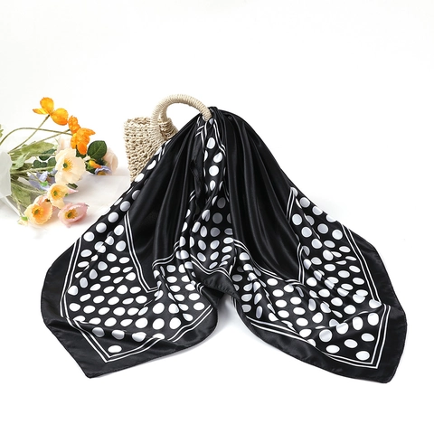 Sciarpa Quadrata A Pois In Finta Raso Satinata Elegante Stile Francese Fascia Per Capelli Foulard Per Donna Accessorio Versatile Leggero E Morbido