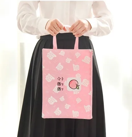 Borsa Porta Documenti In Tela Rosa Motivo Pesca Cerniera Organizzatore Cancelleria Astuccio Per Ragazze Ufficio