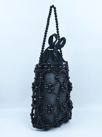 Handgefertigte Acryl Perlen Handtasche Hollow Out Beuteltasche Mit Kordelzug Innenbeutel Retro Party Damen Tasche