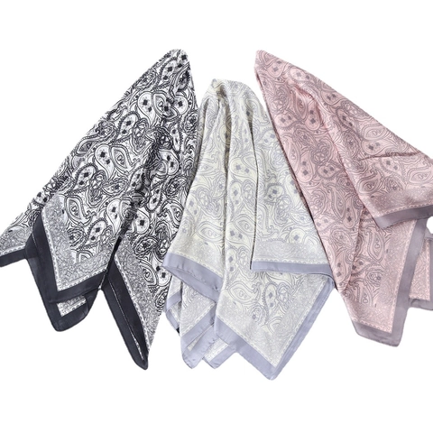 Women Square Scarf Elegant Paisley Print Imitation Satin Polyester Satin Elegant Retro Fashion Neck Wrap Handbag Accessory