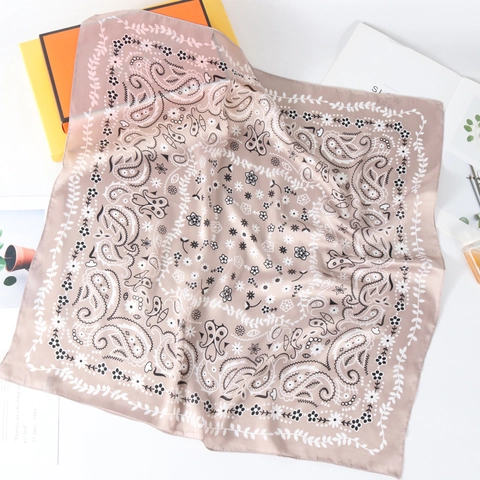 Paisley Floral Print Artificial Satin Square Scarf Satin Smooth Neck Head Bandana For Women Fashion Accessories